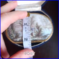 Antique French Swiss Enamel Miniature Hand Painted Brooch Classical Scene 14k