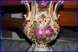 Antique French Victorian Hand Painted Colorful Floral Table Lamp-#1-Signed