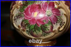 Antique French Victorian Hand Painted Colorful Floral Table Lamp-#1-Signed
