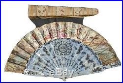Antique French Victorian Pierced Mother of Pearl WithGilt Hand Fan in Original Box