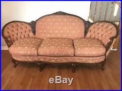 Antique French Victorian Sofa Hand Carved Wood SUPER Sturdy