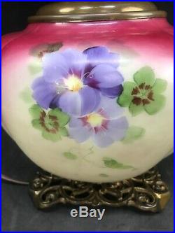 Antique GWTW Oil Lamp Pittsburgh Success Gone With The Wind Hand Painted Glass