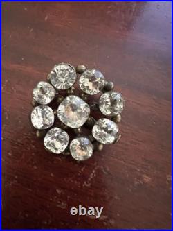 Antique Georgian Cushion Cut Stones Rolled Gold Brooch 1 1/2