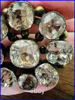 Antique Georgian Cushion Cut Stones Rolled Gold Brooch 1 1/2
