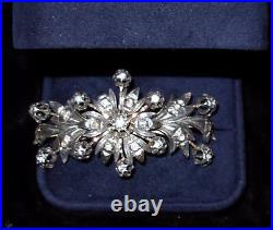 Antique Georgian Diamond Brides Brooch Sterling Silver Gold Victorian 18th Cent