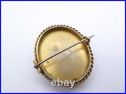 Antique Georgian Victorian 18ct Gold Hand Painted Portrait Lady Woman Brooch