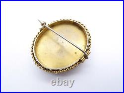 Antique Georgian Victorian 18ct Gold Hand Painted Portrait Lady Woman Brooch