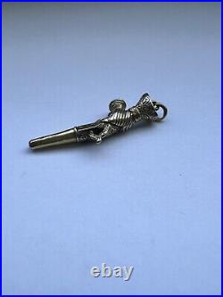 Antique Georgian Victorian Gilt Gold Silver Hand Holding Pistol Watch Key Charm