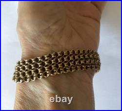 Antique Gold + Enamel Rolo Link Bracelet Oval Hand Painted Portrait Box Clasp 7