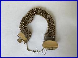 Antique Gold + Enamel Rolo Link Bracelet Oval Hand Painted Portrait Box Clasp 7