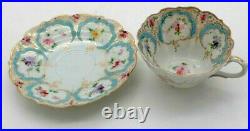 Antique Gold Gilt Hand Painted Floral Moriage Tea Cup & Saucer Set Unmarked