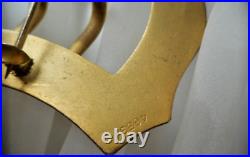 Antique Gold-Plated Lapis Cabochon Hand Signed WINNIE Huge Stunning Sash Brooch