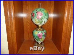 Antique Gone With The Wind Fluid Oil Lamp, Hand Painted In Original Condition
