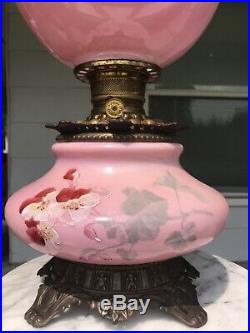 Antique Gone With the Wind Banquet Oil Lamp Hand Painted Victorian GWTW