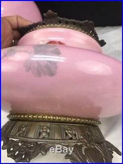 Antique Gone With the Wind Banquet Oil Lamp Hand Painted Victorian GWTW