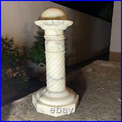 Antique Hand Carved Alabaster Pedestal Column Circa 1900