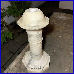 Antique Hand Carved Alabaster Pedestal Column Circa 1900
