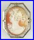 Antique Hand Carved Cameo Brooch Pin Locket-straight Nose-silver Tone Surround