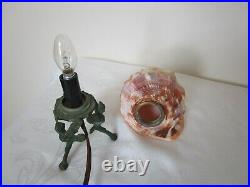 Antique Hand Carved Conch Seashell Cameo Lamp Nightlight Works Excellent
