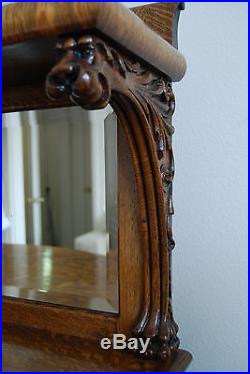 Antique Hand Carved Furniture Victorian Tiger Quartersawn Oak Sideboard Server