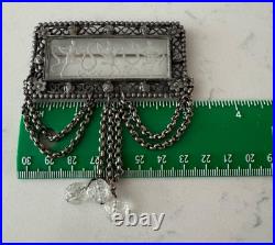 Antique Hand Carved Glass Intaglio Brooch With Classical Scene, Filigree C 1900