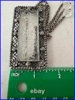 Antique Hand Carved Glass Intaglio Brooch With Classical Scene, Filigree C 1900