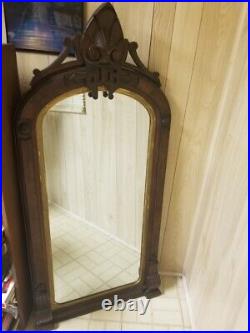 Antique Hand Carved Solid Wood 43 x 27 Wall Mirror