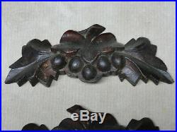 Antique Hand Carved Victorian Walnut Wood Drawer Pulls Set of 5 Grapes or Nuts