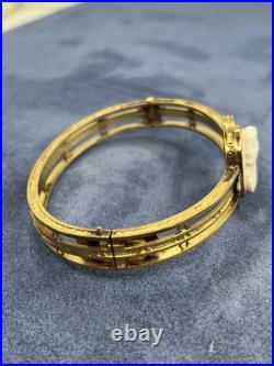 Antique Hand Carved victorian Cameo Roman Gold Filled bangle Bracelet