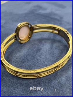 Antique Hand Carved victorian Cameo Roman Gold Filled bangle Bracelet