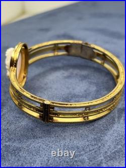 Antique Hand Carved victorian Cameo Roman Gold Filled bangle Bracelet