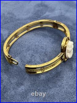 Antique Hand Carved victorian Cameo Roman Gold Filled bangle Bracelet