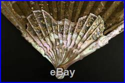 Antique Hand Fan Duvelleroy Mother of Pearl Facher Eventail + Box France 1880