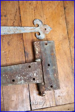 Antique Hand Forged Mid 1800s Strap Door Hinges barn rustic Victorian hardware