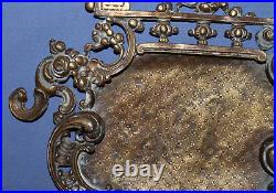 Antique Hand Made Victorian Floral Bronze Photo Frame