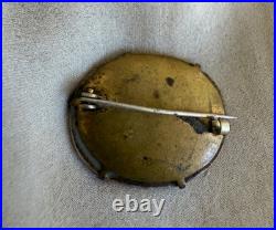 Antique Hand Painted Brooch Oval Floral Painted Porcelain Brooch 1800's Brooch