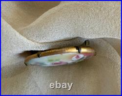 Antique Hand Painted Brooch Oval Floral Painted Porcelain Brooch 1800's Brooch
