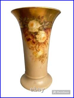 Antique Hand Painted Gilt Victorian Rose Vase No Maker Mark