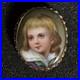 Antique Hand Painted Porcelain Portrait Brooch Victorian Gilt Frame 1.75