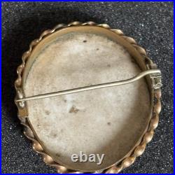 Antique Hand Painted Porcelain Portrait Brooch Victorian Gilt Frame 1.75 Antique Hand Painted Porcelain Portrait Brooch Victorian Gilt Frame 1.75