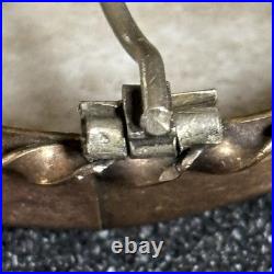 Antique Hand Painted Porcelain Portrait Brooch Victorian Gilt Frame 1.75