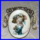 Antique Hand Painted Signed Victorian Woman Brooch 2 3/4 X 2 3/4