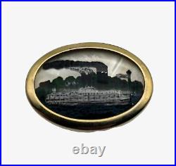 Antique Hand Painted Steamship Cufflink Set Victorian Celluloid Titanic Cuff