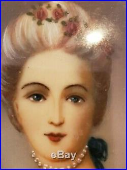 Antique Hand Painted Victorian Portrait Painting Young Lady Signed Dinane