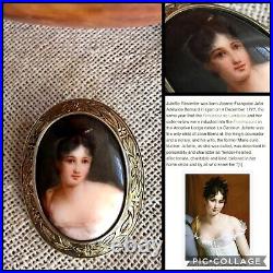 Antique Juliette Recámier Hand Painted Portrait Brooch Porcelain Victorian Vtg