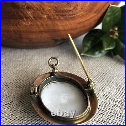 Antique Juliette Recámier Hand Painted Portrait Brooch Porcelain Victorian Vtg