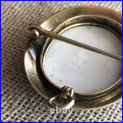Antique Juliette Recámier Hand Painted Portrait Brooch Porcelain Victorian Vtg