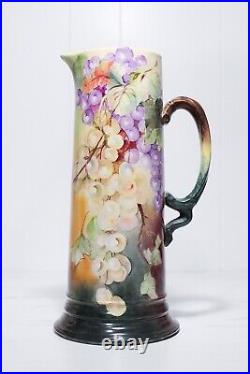 Antique LIMOGES France JEAN POUYAT JPL Hand Painted Floral Porcelain Tankard