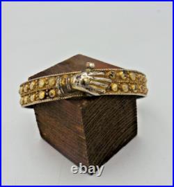 Antique Lady Filigree Hand Victorian Gilt 925 Sterling Silver Hand Cuff Braclet