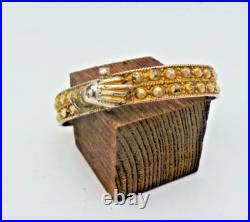 Antique Lady Filigree Hand Victorian Gilt 925 Sterling Silver Hand Cuff Braclet